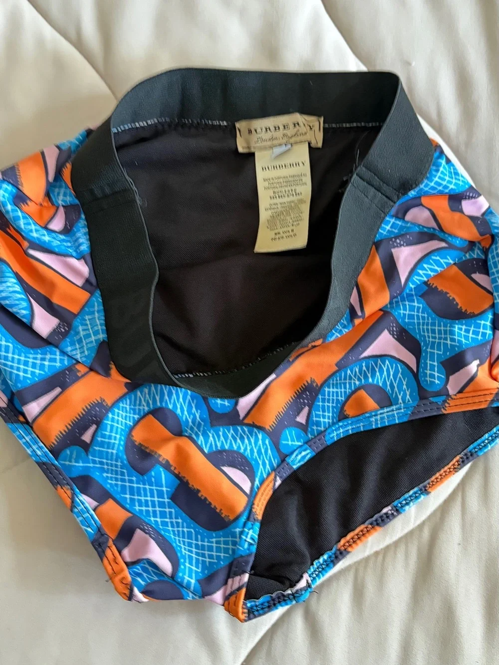 Burberry Women's Swim Bikini Bottoms in Black, Blue, Orange